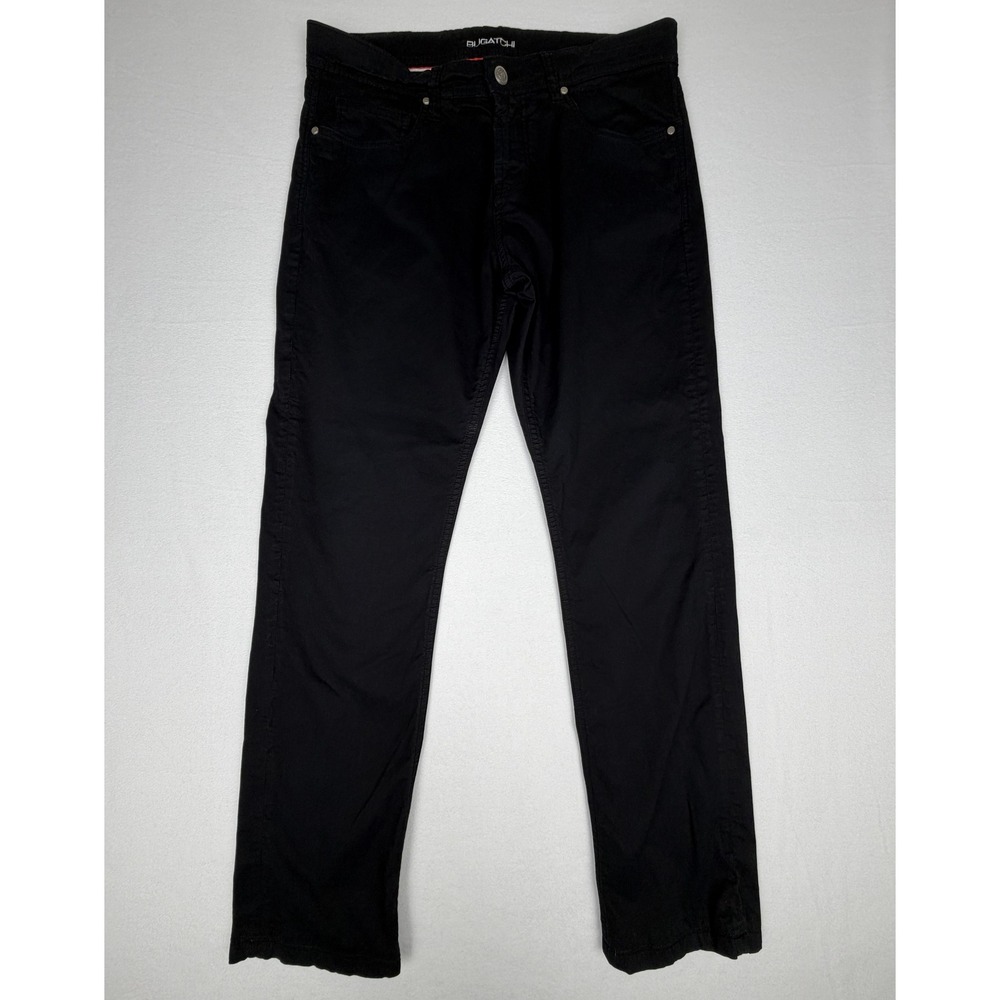 Bugatchi Mens Contemporary Fit Pants Black Cotton Stretch Size 33